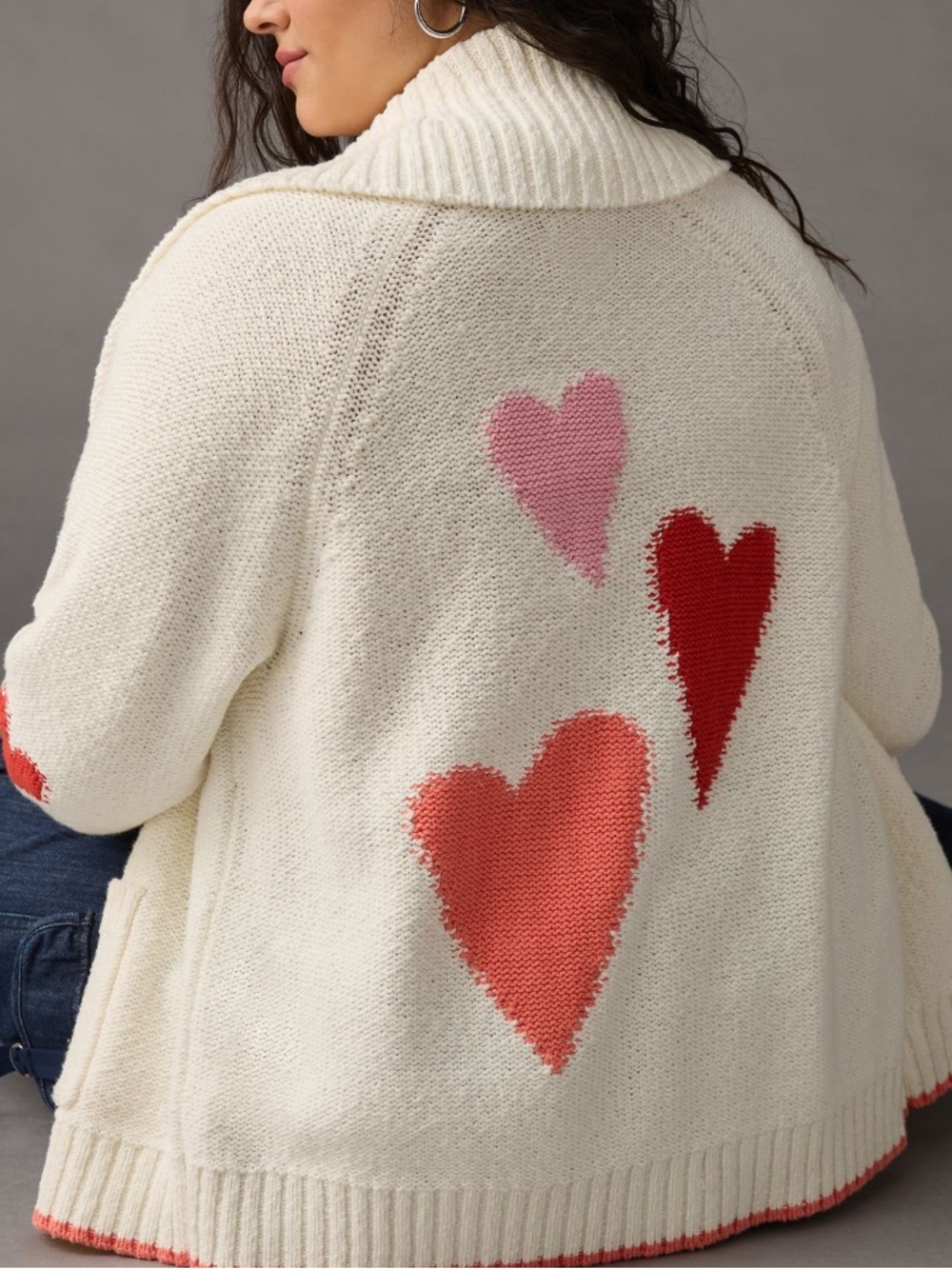 Maeve Heart Cardigan Sweater 3X Anthropologie Cream with hearts - Picture 1 of 13